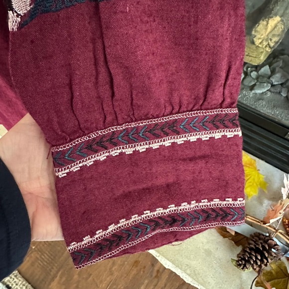 Anthropologie Free People Large All My Life Wine Boho Embroidered Dress Festival - Picture 7 of 16